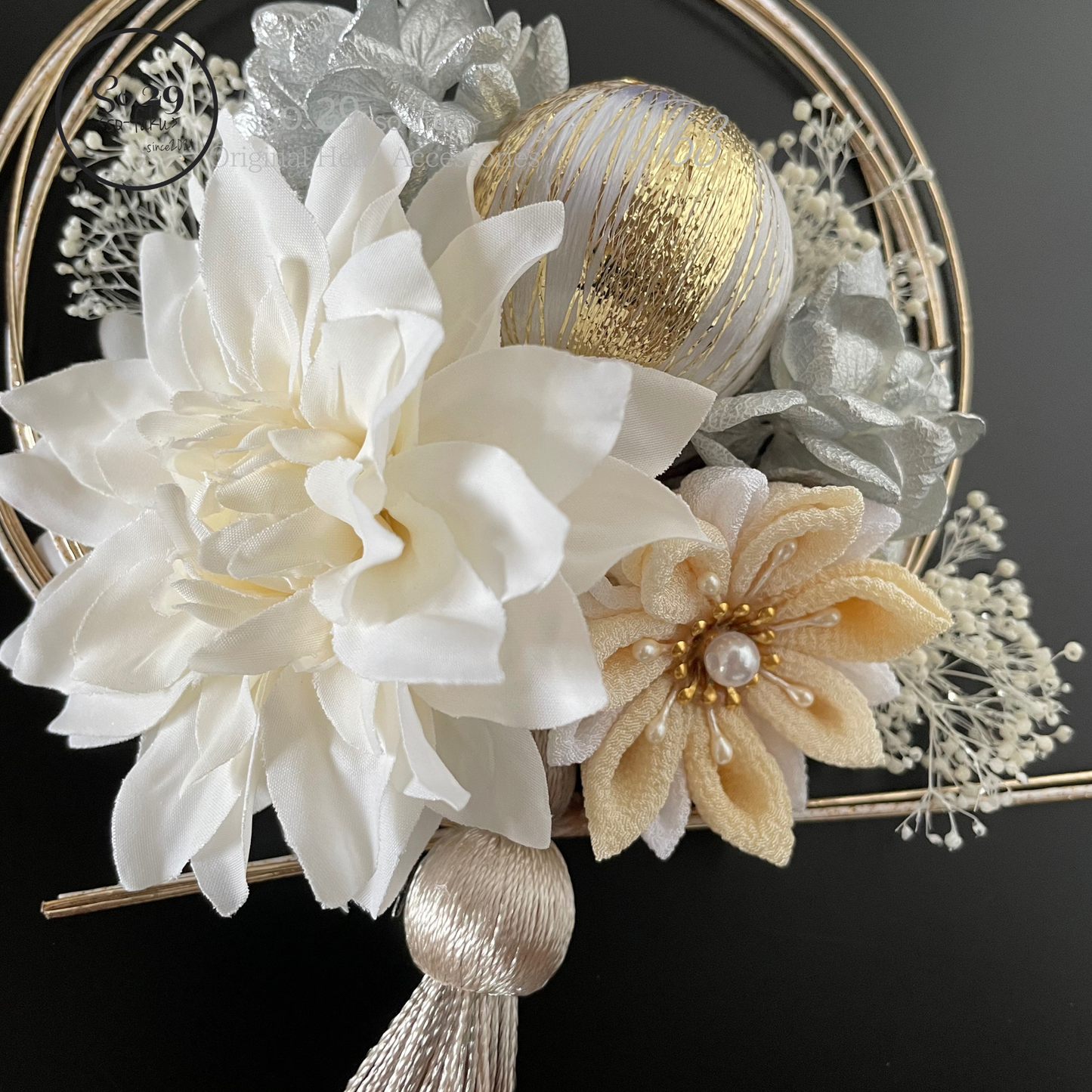 【No.63】ダリアと紫陽花のヘッドドレス
