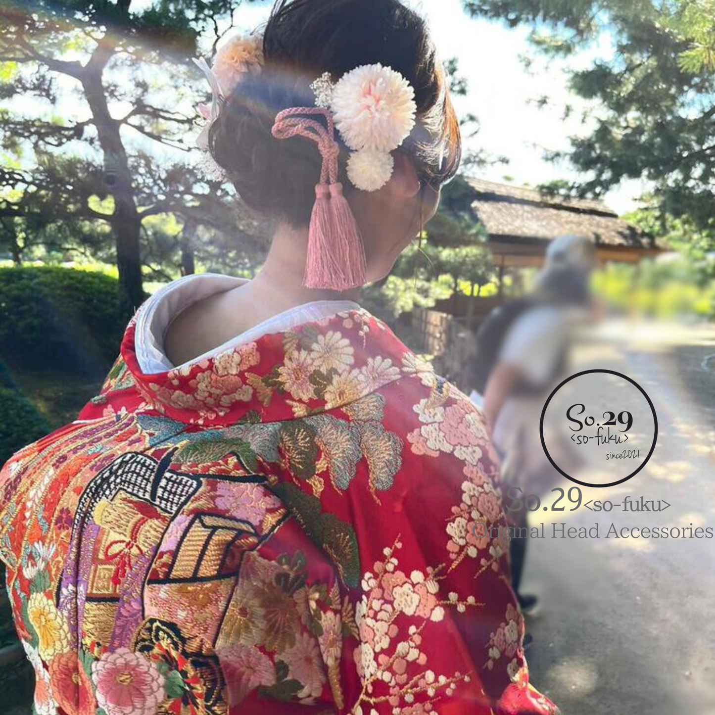 【No.107】胡蝶蘭と鶴の水引のヘッドドレス