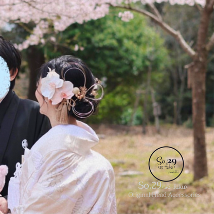 No.120｜胡蝶蘭の髪飾り （淡ピンク）｜色打掛・振袖・結婚式・成人式に
