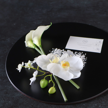 No.251｜カラーリリーと胡蝶蘭の髪飾り（白）｜白無垢・色打掛・結婚式に