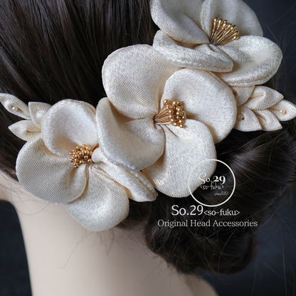絹花〈きぬばな〉金朧 5点セット｜白無垢・色打掛・成人式の和装髪飾り No.260
