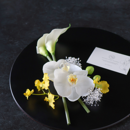 No.252｜カラーリリーと胡蝶蘭の髪飾り（イエロー）｜白無垢・色打掛・結婚式に