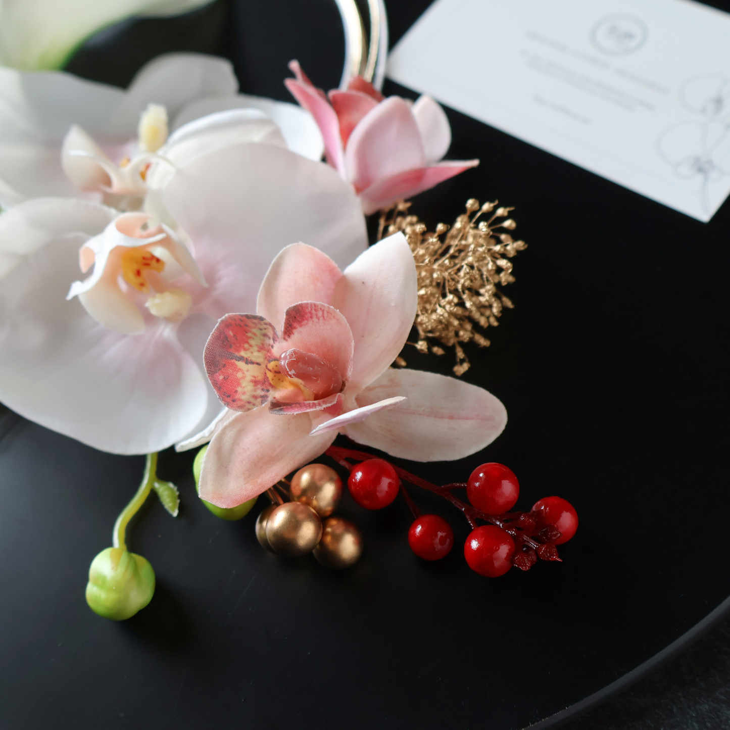 No.245｜カラーリリーと胡蝶蘭の髪飾り（ピンク）｜白無垢・色打掛・結婚式に