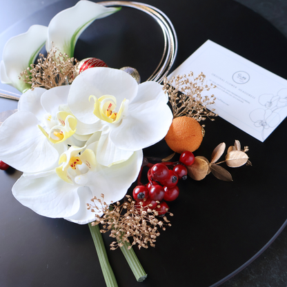 No.236｜カラーリリーと胡蝶蘭の髪飾り（赤）｜白無垢・色打掛・結婚式に