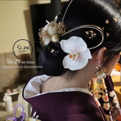 No.171｜淡桃グラデの胡蝶蘭と和玉（ピンク）｜白無垢・色打掛・結婚式に