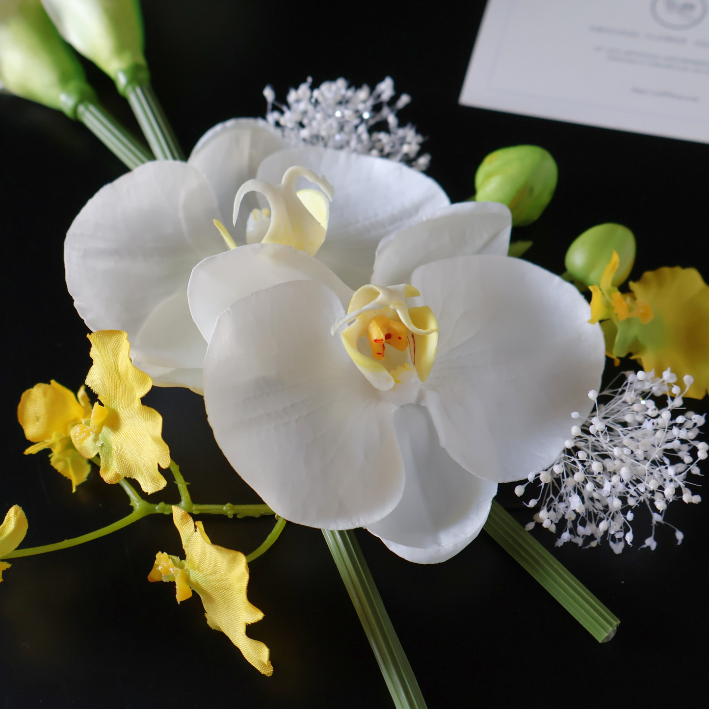 No.252｜カラーリリーと胡蝶蘭の髪飾り（イエロー）｜白無垢・色打掛・結婚式に
