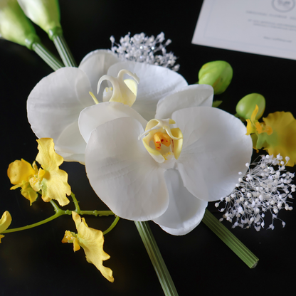 No.252｜カラーリリーと胡蝶蘭の髪飾り（イエロー）｜白無垢・色打掛・結婚式に